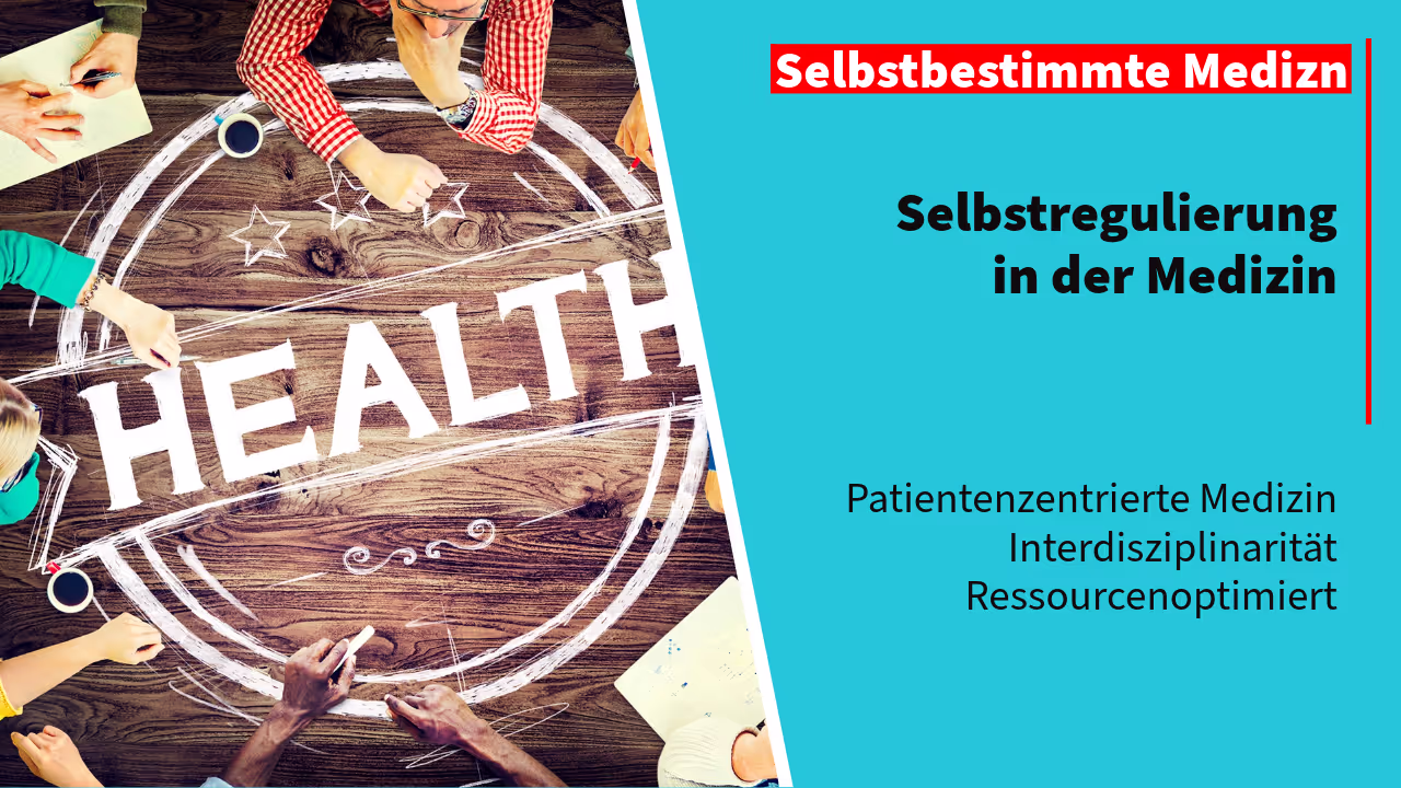 Gruppe von Fachkräften aus dem Gesundheitswesen bei der interdisziplinären Planung mit dem Wort HEALTH im Zentrum