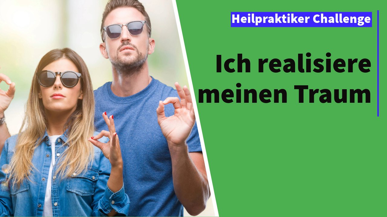 Paar mit Sonnenbrillen steht mit geschlossenen Augen und meditativer Fingerhaltung im Freien – Ruhe bewahren, wenn es plötzlich ernst wird