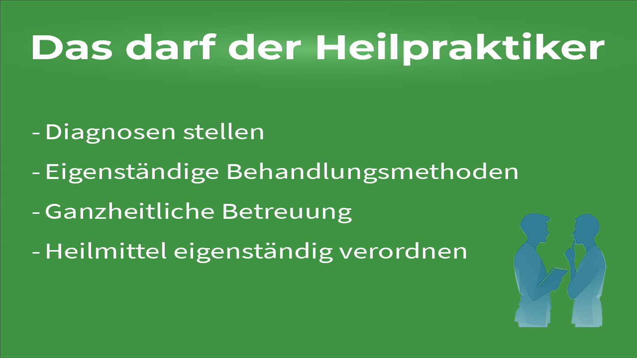 Justitia mit Waage vor Krankenhaus, symbolisiert Befugnisse und Einschränkungen des großen Heilpraktikers