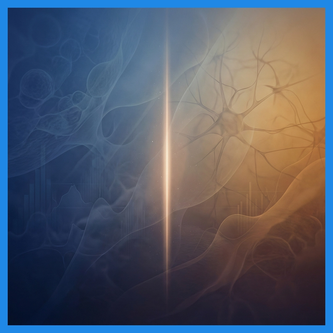 Abstrakte Illustration der Nieren mit blau-goldenem Farbverlauf, feinen Gewebestrukturen und zentraler Lichtachse – visuelle Darstellung von Dialyse, Nierenfunktion und medizinischer Orientierung